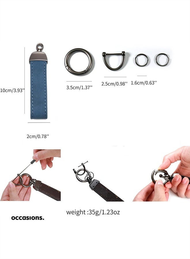 3-Pack PU Leather Keychain Set with Anti-Loss D-Rings, Key Rings & Screwdrivers – Durable Zinc Alloy 360° Rotatable Car/House Key Holder Organizer for Men & Women with 3 Screwdrivers - Image 2