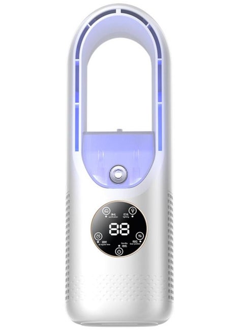 Smart Display Bladeless Desk Fan with Humidifier and LED Light with 6 Speeds