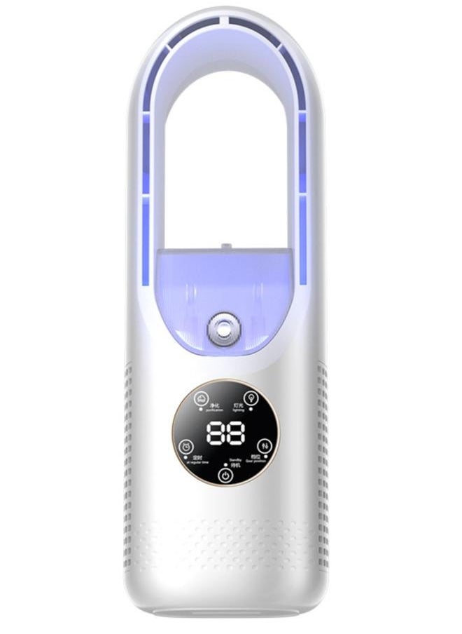 Smart Display Bladeless Desk Fan with Humidifier and LED Light with 6 Speeds