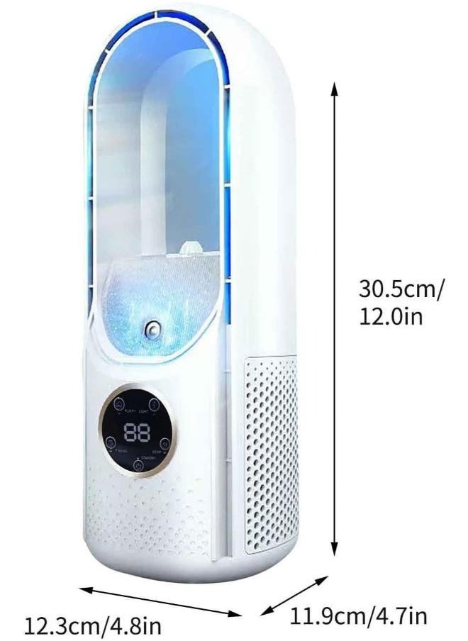 Smart Display Bladeless Desk Fan with Humidifier and LED Light with 6 Speeds