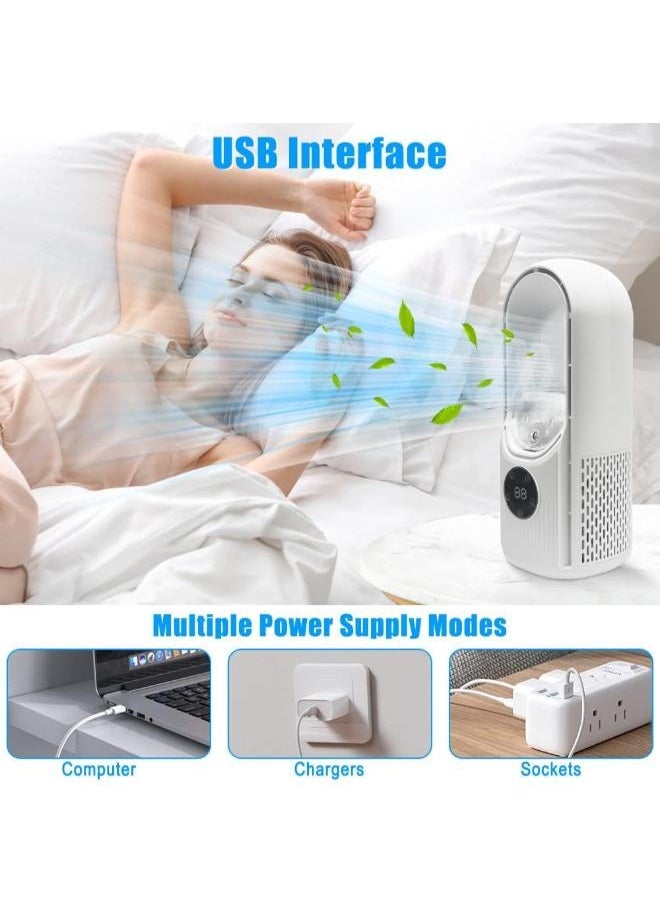 Smart Display Bladeless Desk Fan with Humidifier and LED Light with 6 Speeds