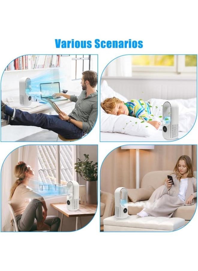 Smart Display Bladeless Desk Fan with Humidifier and LED Light with 6 Speeds