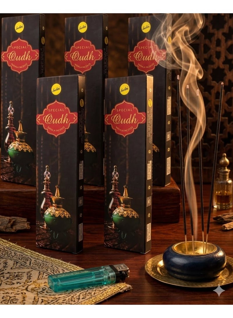 Sree Vani special oud masala incense pack of 5 with incense stick holder and a complimentary lighter - Image 1