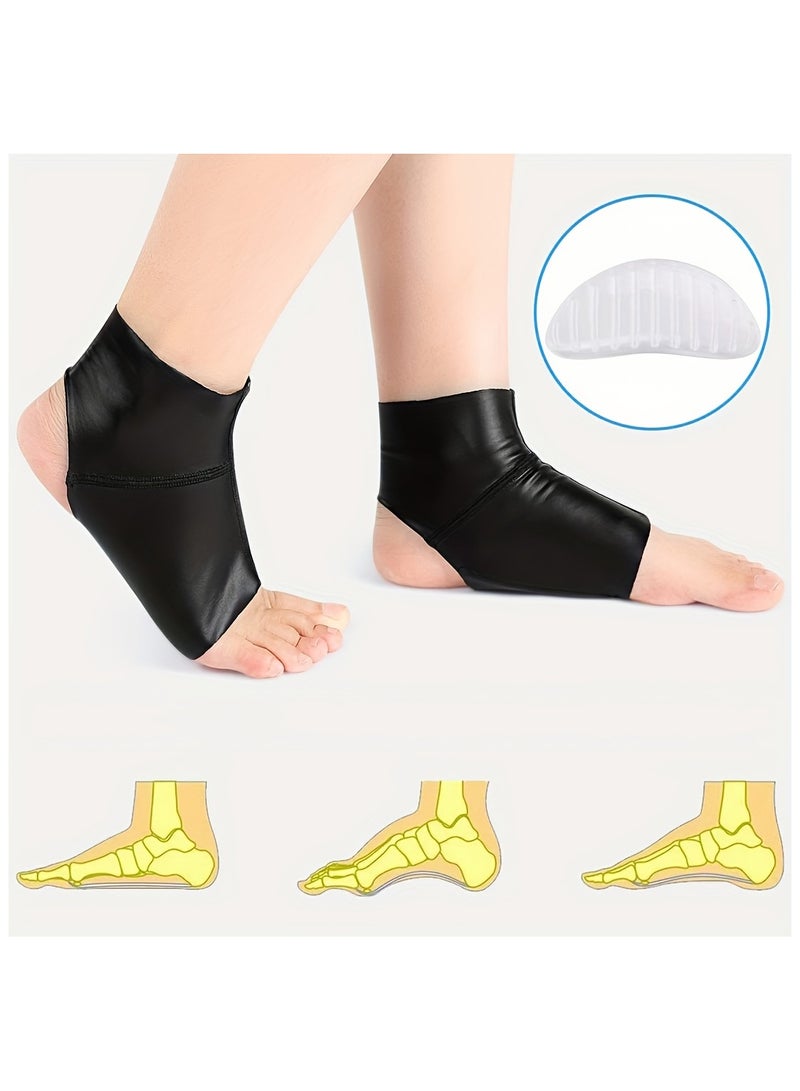 عبوتان من دعامات دعم قوس القدم الضاغطة مع وسادات جل للرجال والنساء - لتخفيف التهاب اللفافة الأخمصية، وتثبيت الكعب والكاحل للجري والرقص والعمل - تصميم قابل للتهوية ومعزز يناسب معظم الأحذية - Image 4