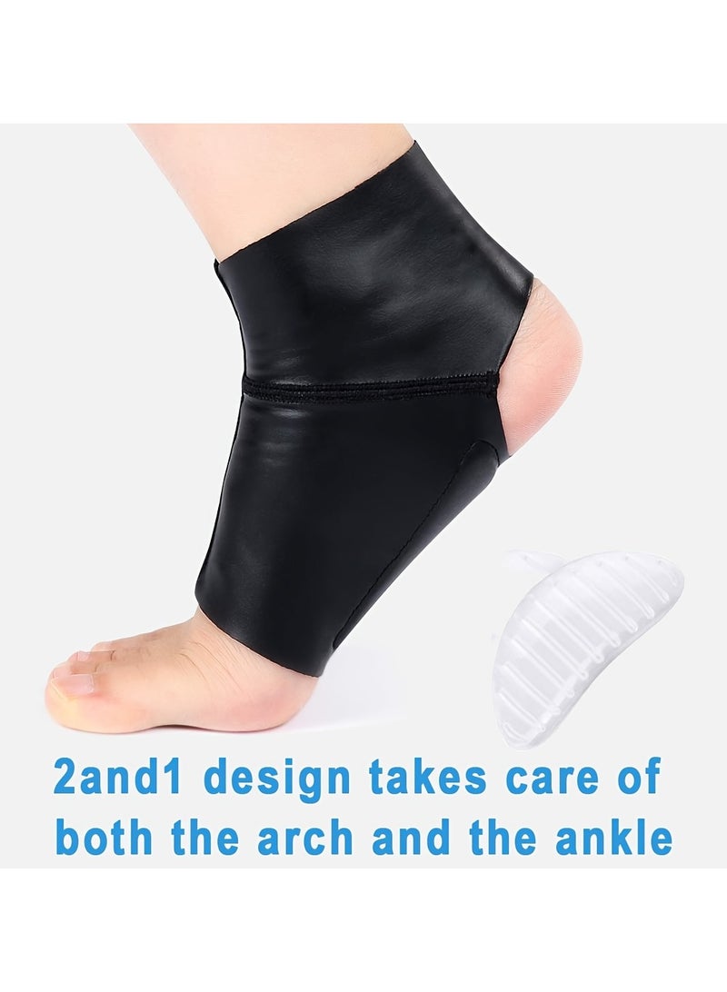 عبوتان من دعامات دعم قوس القدم الضاغطة مع وسادات جل للرجال والنساء - لتخفيف التهاب اللفافة الأخمصية، وتثبيت الكعب والكاحل للجري والرقص والعمل - تصميم قابل للتهوية ومعزز يناسب معظم الأحذية - Image 3
