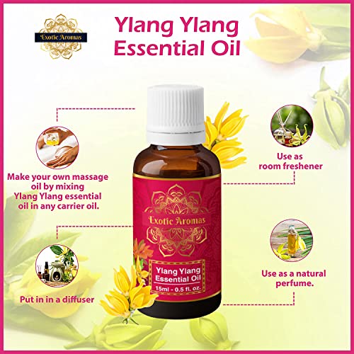 Exotic Aromas Ylang Ylang Essential Oil for Hair Strengthening, Acne Control & Aromatherapy (15Ml + 15Ml) Pack of 2 - Image 3