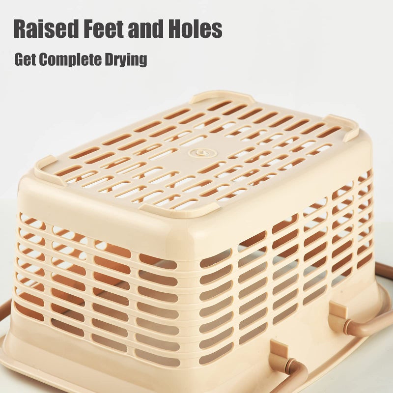 ALINK Plastic Shower Caddy Basket with Handle  Portable Organizer Storage Basket for College Dorm  Bathroom  Kitchen - Khaki - Image 4