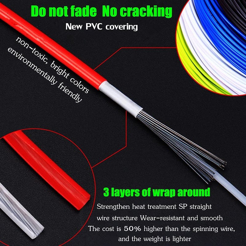 YBEKI 2-in-1 Universal Bike Brake & Shifter Cable Kit | High-Carbon Steel Braided Cables with PVC Housing for MTB/Road Bikes | Anti-Rust + 3000+ Cycle Tested (blue) - Image 5
