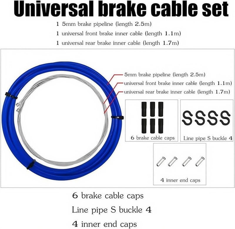 YBEKI 2-in-1 Universal Bike Brake & Shifter Cable Kit | High-Carbon Steel Braided Cables with PVC Housing for MTB/Road Bikes | Anti-Rust + 3000+ Cycle Tested (blue) - Image 4