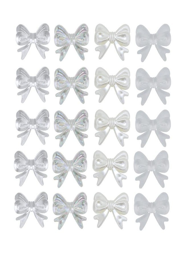 BESTCYC 40pcs 21 * 29mm Bowknot Flat Back Acrylic Bow Beads for DIY Jewelry Making Scrapbook Craft Art Decoration - Image 1