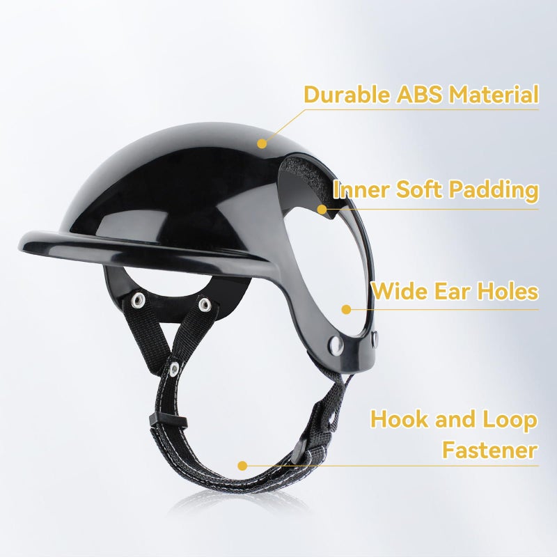 Billionchains Extra Small Dog Helmet with Ear Holes - Adjustable, Lightweight, Hard Black Puppy Helmet for Outdoor Activities/Motorcycle/Bike - Image 3