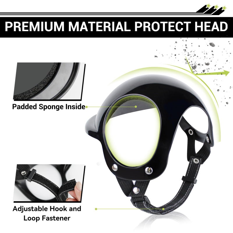 Billionchains Extra Small Dog Helmet with Ear Holes - Adjustable, Lightweight, Hard Black Puppy Helmet for Outdoor Activities/Motorcycle/Bike - Image 5