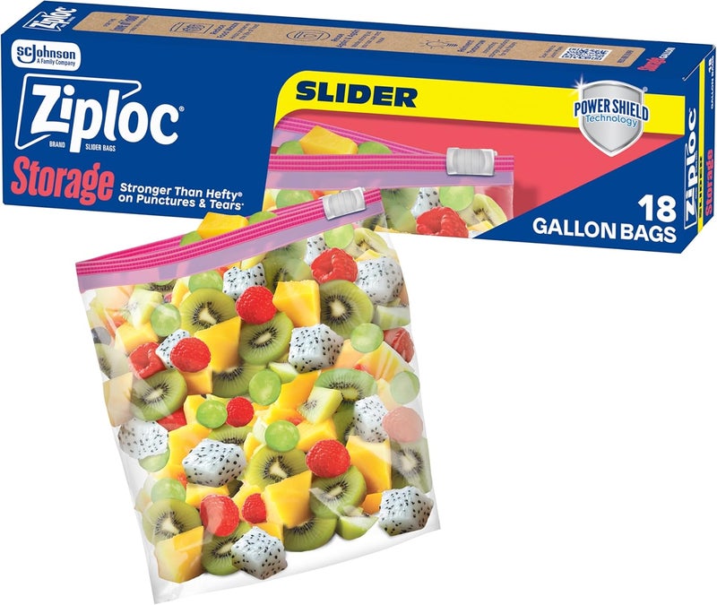 Ziploc Gallon Food Storage Slider Bags, Durable, 18 Count (Packaging May Vary) - Image 1