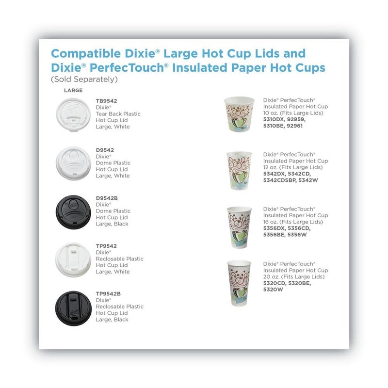 Dixie D9542W Dome Lid for 10-16 Ounce PerfecTouch Cups and 12-20 Ounce Paper Hot Cups, White 100 Lids - Image 4