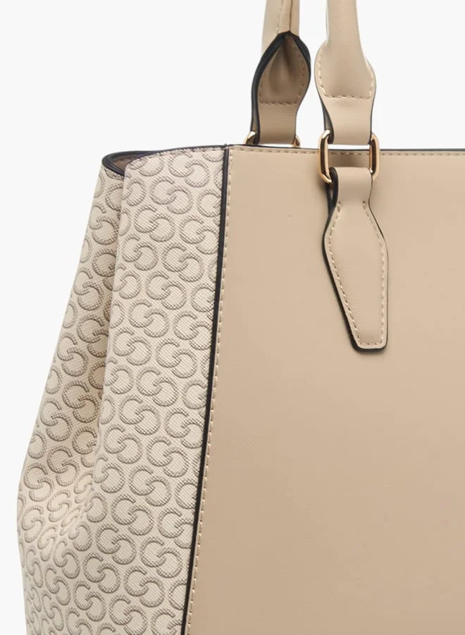 Celeste Womens Monogram Print Tote Bag With Adjustable Strap And Zip Closure
