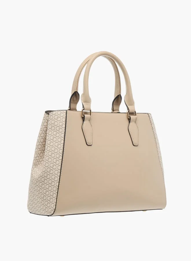 Celeste Womens Monogram Print Tote Bag With Adjustable Strap And Zip Closure