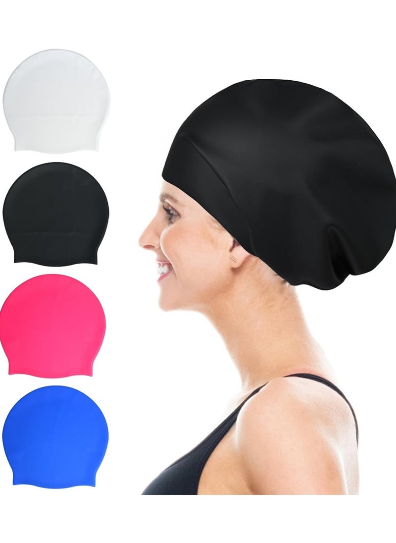 ATRJSZ Extra Large Swim Cap for Braids and Dreadlocks Waterproof Silicone Swimming Caps for Women Long Hair with Ear Plug and Nose Clip Suitable for Women Men Weaves Extensions Braids Curls  - Image 1