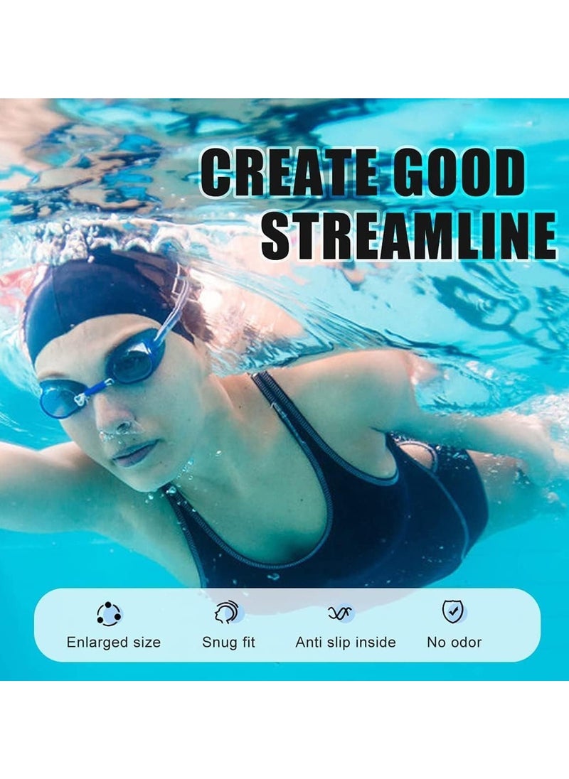ATRJSZ Extra Large Swim Cap for Braids and Dreadlocks Waterproof Silicone Swimming Caps for Women Long Hair with Ear Plug and Nose Clip Suitable for Women Men Weaves Extensions Braids Curls  - Image 5