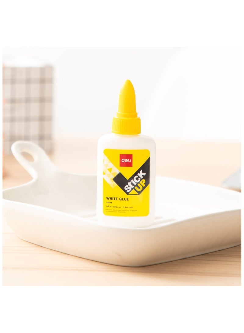 Deli White Glue - 40ml, Non-Toxic, Washable, Twist-Lock Applicator, White, E39445 - Image 5