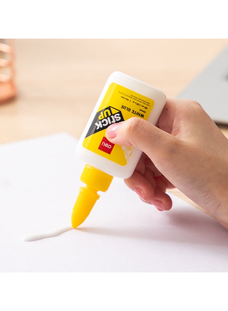 Deli White Glue - 40ml, Non-Toxic, Washable, Twist-Lock Applicator, White, E39445 - Image 4