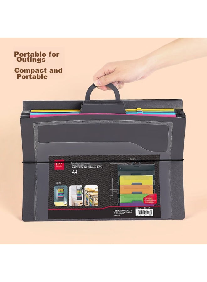 Fizz Fiz A4 Hanging Rainbow Accordion File Folder, Large Capacity Exam Paper Storage, Subject Organizer, Handbag, Wall-Mounted Document Holder, 7-Layer File Protection, For Office And Home Use, Fz104001 - Image 4