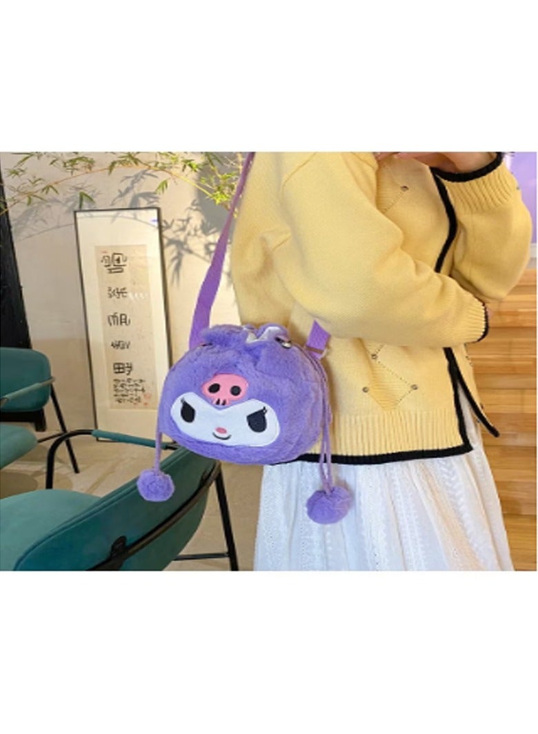 Sanrio Sanrio Kuromi Shoulder Bag Plush Bag Crossbody Bag Bucket Storage Bag  - Image 1