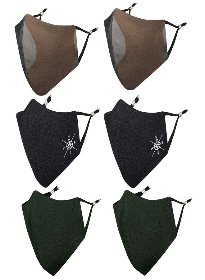 MASQ By Q-One Konark 4 Layer, Reusable, with Ear Adjusters, Anti-Bacterial (BFE>99%) Cotton Cloth Face Mask for Men, Boys (XL, Black-Green-Camouflage, Pack of 6) - Image 1