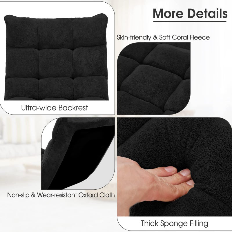 Giantex Folding Floor Chair with Back Support, 14 Adjustable Position, Padded Sleeper Bed, Couch Recliner, Floor Gaming Chair for Adults Meditation Living Room Bedroom, Black - Image 5