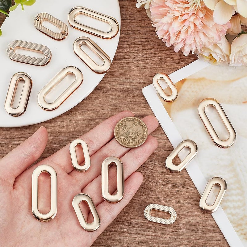 klarako 16pcs Alloy Eyelets Grommets, 4 Sizes Oval Metal Screw-in Eyelet Metal Push Snap Together Grommet 16/18/25/31.5 mm Metal Screw Together Grommets for DIY Sewing Crafts Bags Replacement Hardware - Image 4