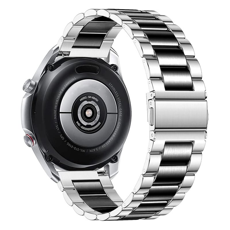 DEALELE Bands Compatible with Samsung Galaxy Watch 7 / FE / 6/6 Classic / 5/5 Pro / 4/4 Classic/Galaxy 3 41mm, 20mm Stainless Steel Metal Replacement Strap for Women Men (Silver/black) - Image 2