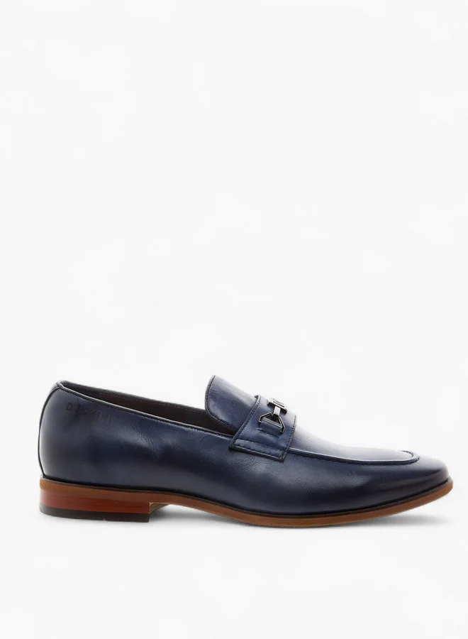 DUCHINI Men's Solid Slip-On Loafers with Metal Accent