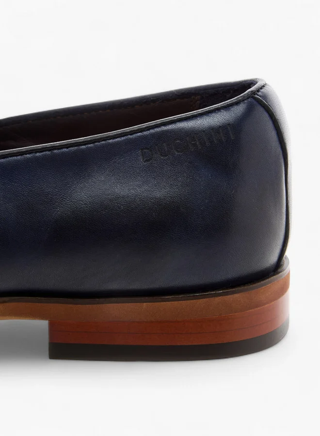 DUCHINI Men's Solid Slip-On Loafers with Metal Accent