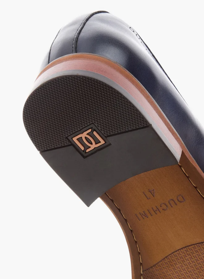DUCHINI Men's Solid Slip-On Loafers with Metal Accent