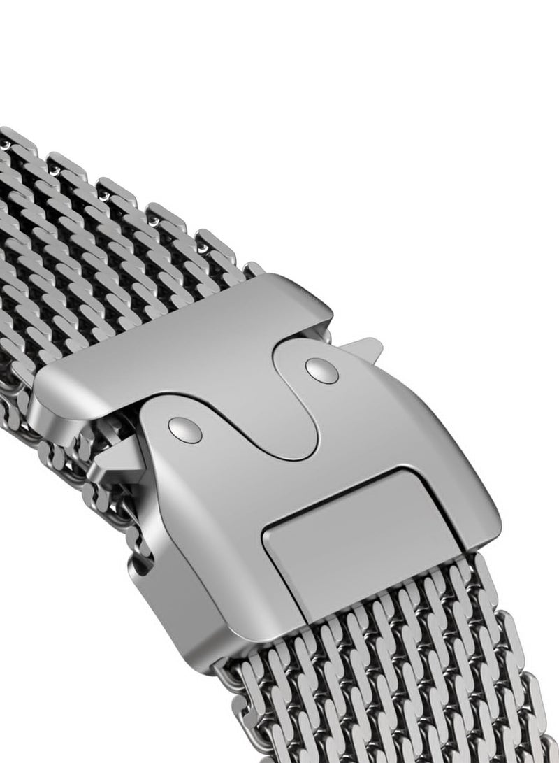 CATANES Milanese Loop for Apple Watch Band Ultra 2 Band Ultra 49mm 46mm 45mm 44mm, Parachute-Style Buckle Stainless Steel Mesh Metal Band for iWatch Series 10-1 SEÂ - Silver - Image 4