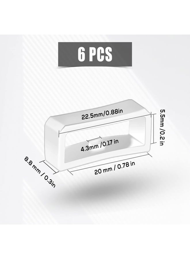 SAVITA 6 قطع حلقة حاملة حزام الساعة 20 مم حزام ساعة سيليكوني حافظة حزام معوضة حلقات تثبيت الساعة للساعة الذكية (أبيض) - Image 2