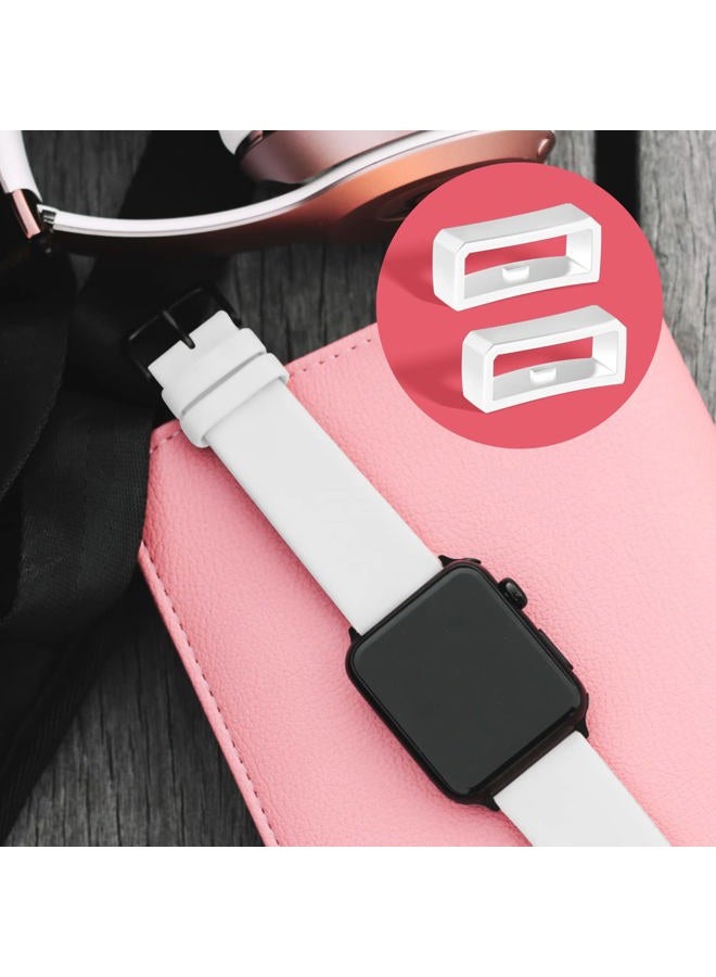 SAVITA 6 قطع حلقة حاملة حزام الساعة 20 مم حزام ساعة سيليكوني حافظة حزام معوضة حلقات تثبيت الساعة للساعة الذكية (أبيض) - Image 5