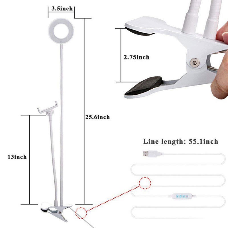 docooler USB Interface Dimmable LED Selfie Round Light Phone Photography Video Makeup Lamp Black - Image 2