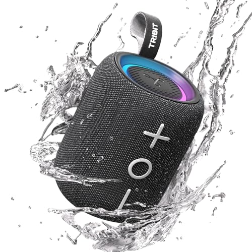 Tribit StormBox Mini+ Portable Bluetooth Speaker, 12W Wireless Speaker with 360°Surround Sound, 12H Playtime, Custom EQ, BT5.4, IPX7 Waterproof, RGB Lights, Type-C, TWS, AAC/SBC, Home/Outdoor/Travel - Image 1