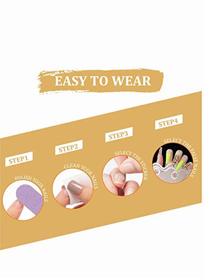 KASTWAVE 48 pcs French Press on Nails Acrylic Press on False Nails Kit Full Cover Fake Nails Medium Length Glossy Nails Pink White Tips Sets Nude Color Fake Nail for Women and Girls - Image 2
