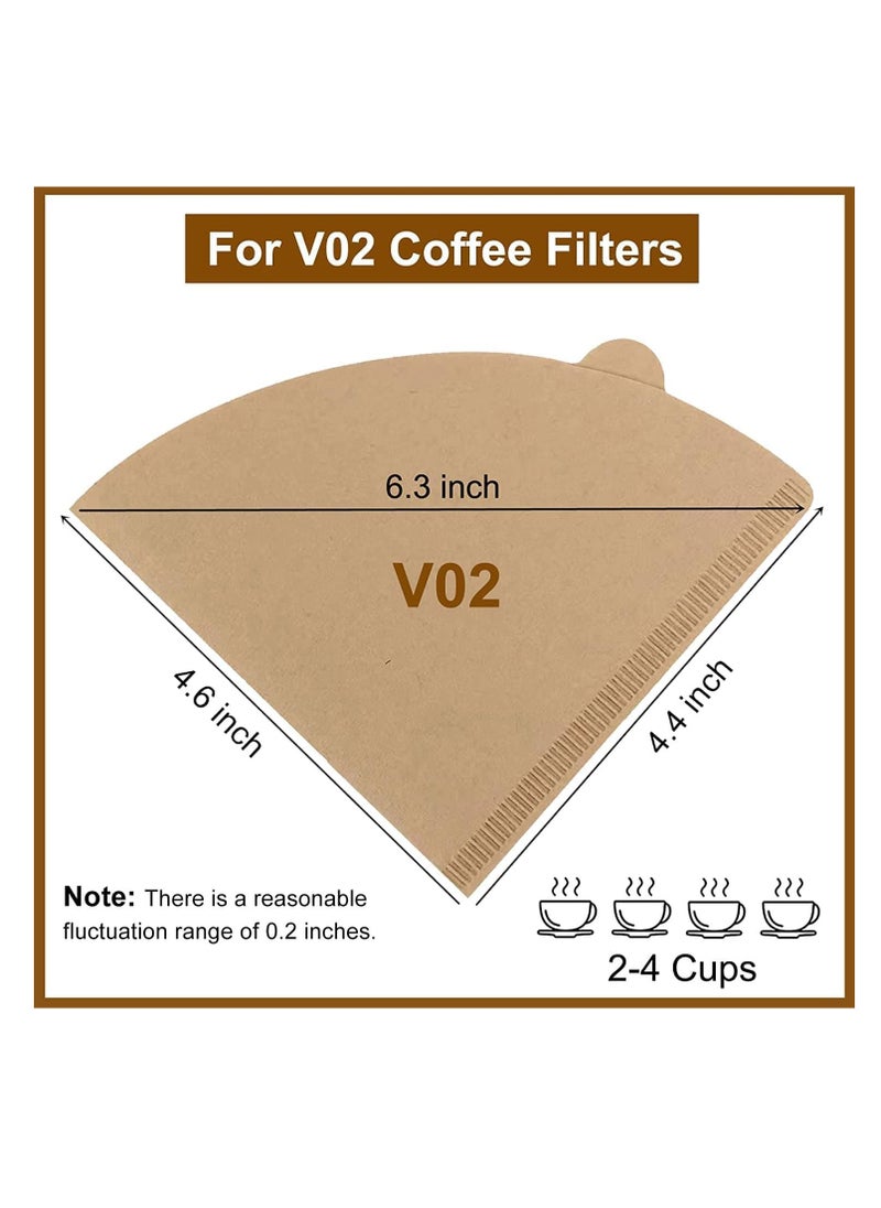 Generic - Coffee Filters 200pcs, Size 02 Cone Filters, Disposable Natural Paper Filters 2-4 Cup, 2 Cone For Pour Over and Drip Coffee Maker (Unbleached) - Image 1