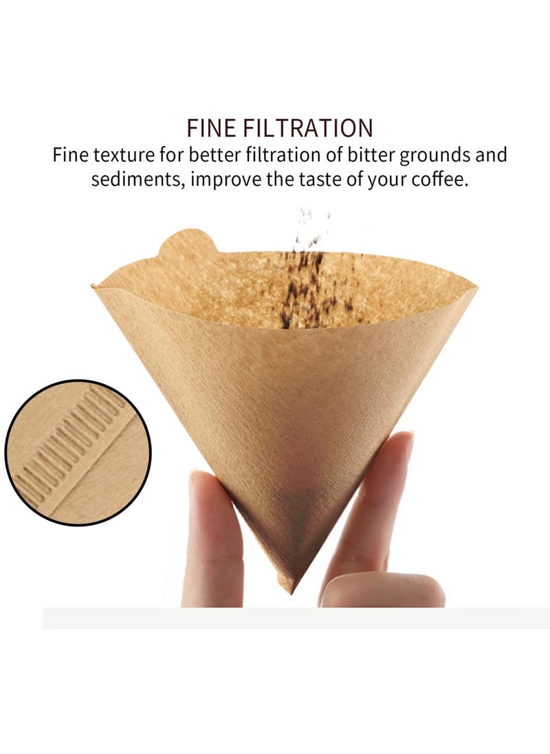 Generic - Coffee Filters 200pcs, Size 02 Cone Filters, Disposable Natural Paper Filters 2-4 Cup, 2 Cone For Pour Over and Drip Coffee Maker (Unbleached) - Image 1