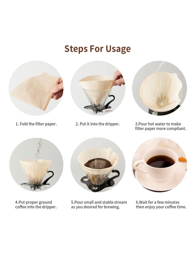 Generic - Coffee Filters 200pcs, Size 02 Cone Filters, Disposable Natural Paper Filters 2-4 Cup, 2 Cone For Pour Over and Drip Coffee Maker (Unbleached) - Image 1