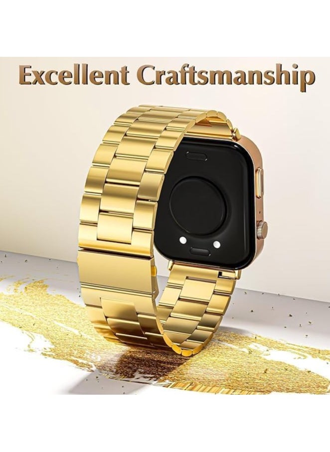 Compatible with Huawei Watch Fit 3 Strap, Adjustable Stainless Steel Metal Watch Band Classic Business Style Strap Replacement Band Women Men (Gold)