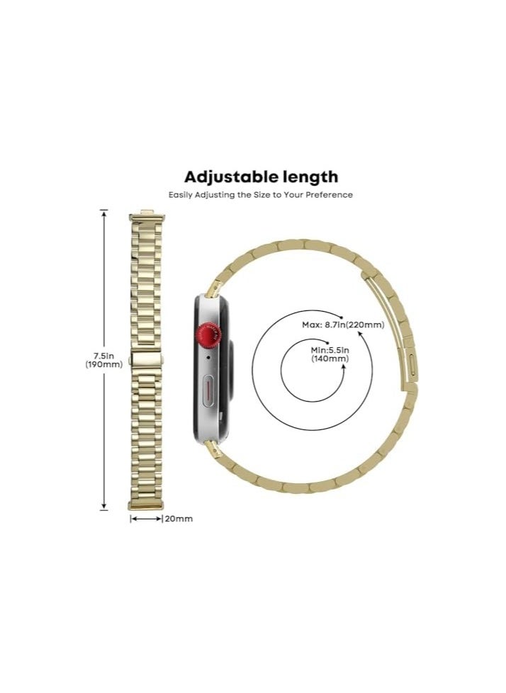 Compatible with Huawei Watch Fit 3 Strap, Adjustable Stainless Steel Metal Watch Band Classic Business Style Strap Replacement Band Women Men (Gold)
