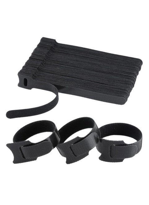 80PCS Reusable Cable Ties Black Adjustable Cord Organizer Ties Multi Purpose Hook Loop Cable Management Wire Ties for Organizing