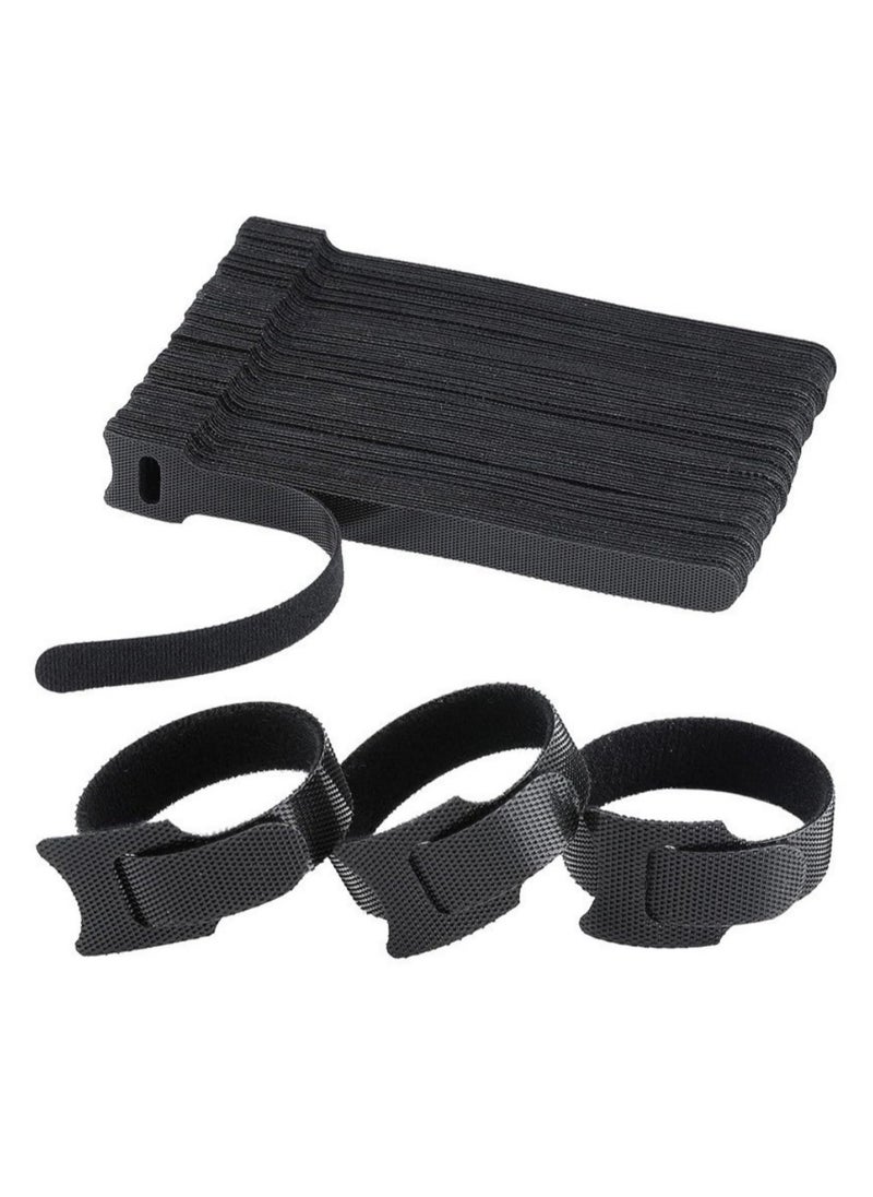 Generic - 80PCS Reusable Cable Ties Black Adjustable Cord Organizer Ties Multi Purpose Hook Loop Cable Management Wire Ties for Organizing - Image 1