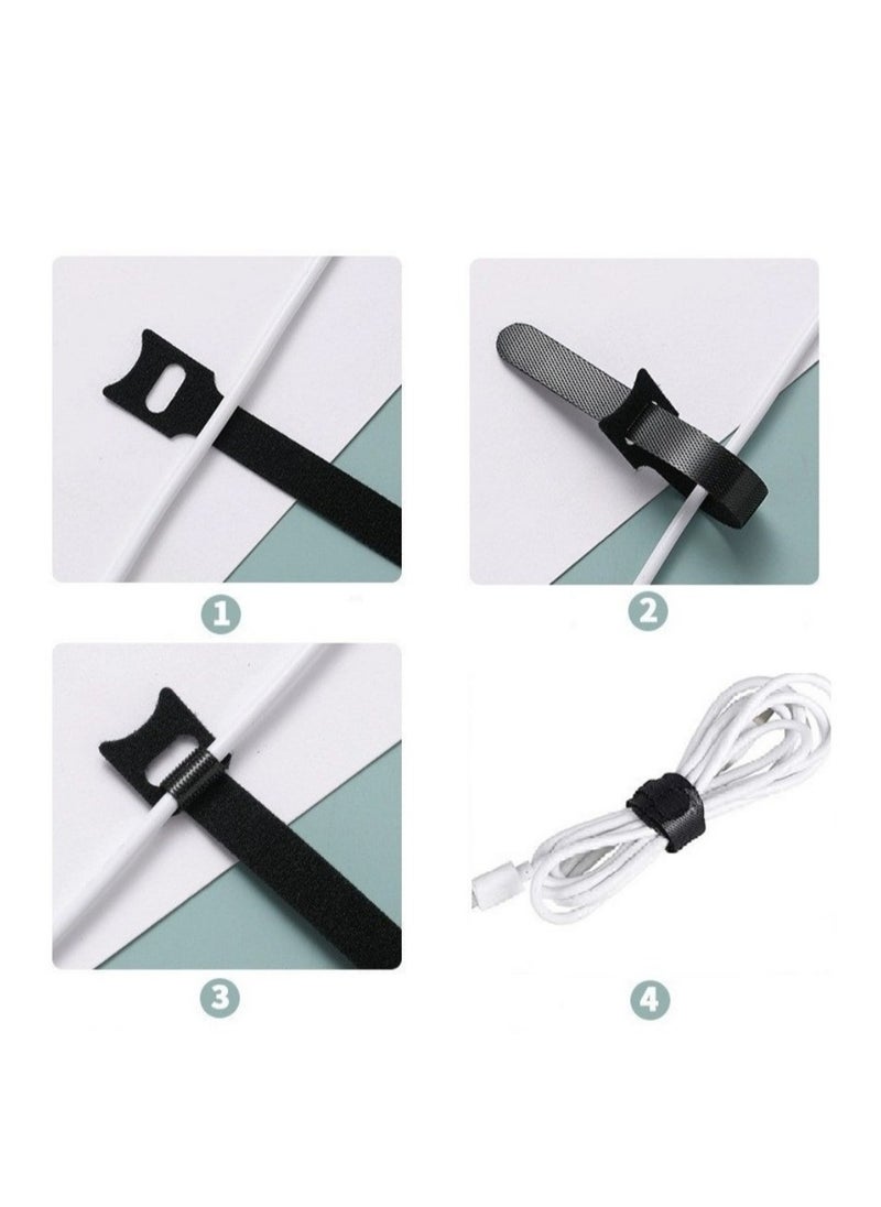 Generic - 80PCS Reusable Cable Ties Black Adjustable Cord Organizer Ties Multi Purpose Hook Loop Cable Management Wire Ties for Organizing - Image 1