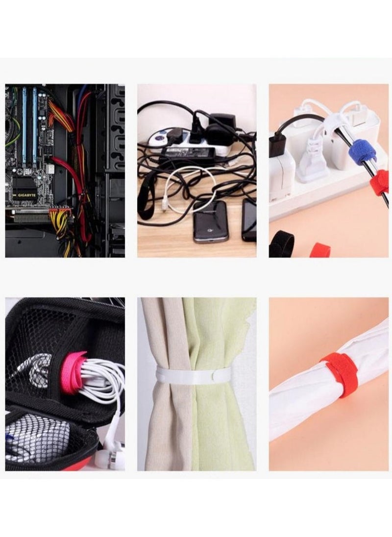 Generic - 80PCS Reusable Cable Ties Black Adjustable Cord Organizer Ties Multi Purpose Hook Loop Cable Management Wire Ties for Organizing - Image 1