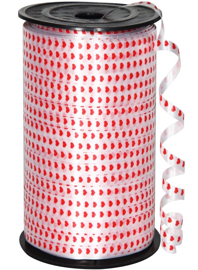 OMISELIO 500 Yard Valentine Ribbon, Heart Ribbon, White Curling Ribbon for Gift Wrapping, Valentines Day Ribbon, Balloon String, Ribbon for Balloons, Mother's Day, Anniversary, Christmas (1 Roll) - Image 1