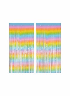 Generic Metallic Tinsel Fringe Curtain Set, 2PCS 3.28FT x 6.56FT for Party Decor and Photo Booth Backdrop  - Image 1